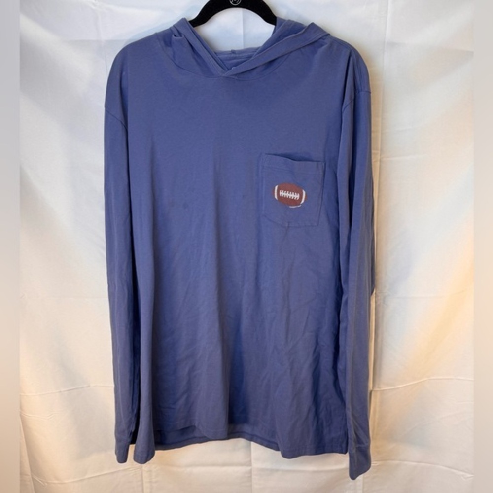 Vineyard Vines Blue Football Whale Hoodie Size XL